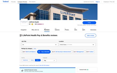 Working at LifePoint Health: Employee Reviews about Pay ...