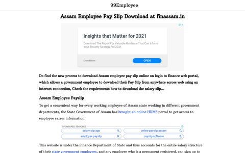 Assam Employee Pay Slip Download at finassam.in