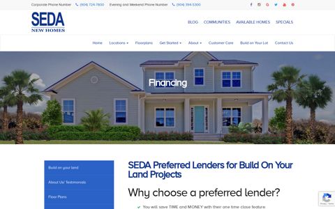 SEDA New Homes | Build On Your Land | Preferred Lenders