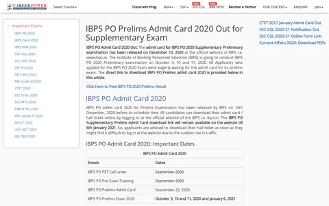 IBPS PO Prelims Admit Card 2020 Out: Download ...