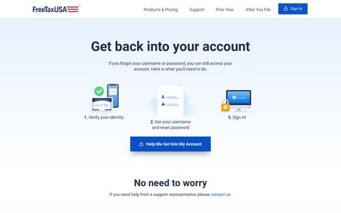 Sign In and Recover Your FreeTaxUSA® Account