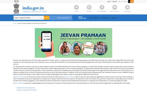 Jeevan Pramaan: Digital Life Certificate for Pensioners ...