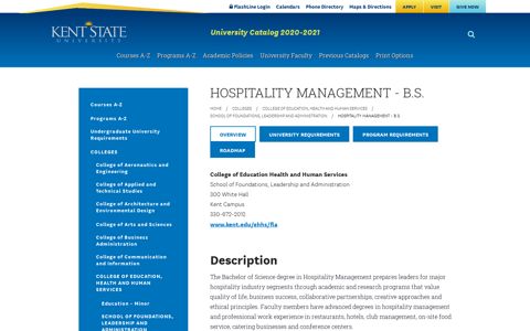 Hospitality Management - B.S. < Kent State University