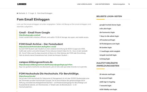 Fom Email Einloggen | Allgemeine Informationen zur Anmeldung
