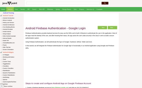 Android Firebase Authentication - Google Login - javatpoint
