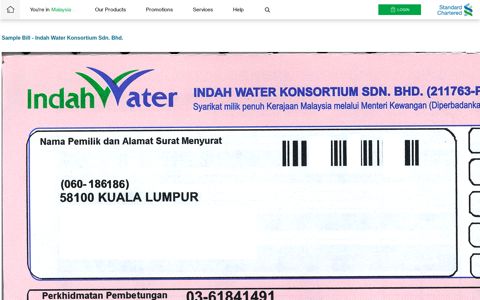 Indah Water Konsortium Sample Bill – Standard Chartered ...