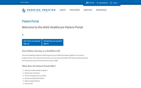 the IASIS Healthcare Patient Portal - Permian Premier Health ...
