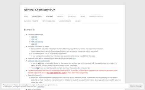 Exam Info | General Chemistry @UK