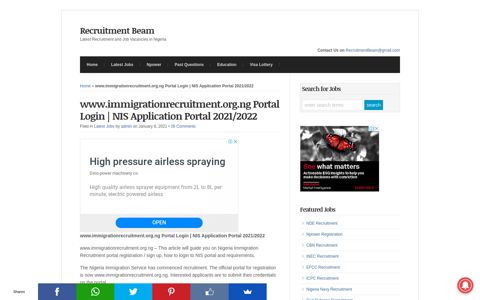 www.immigrationrecruitment.org.ng Portal Login | NIS ...