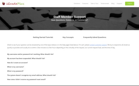 Staff Member Support - iGradePlus