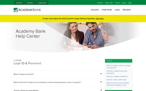 Login ID & Password | Academy Bank