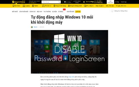Tự động đăng nhập Windows 10 mỗi khi khởi động máy