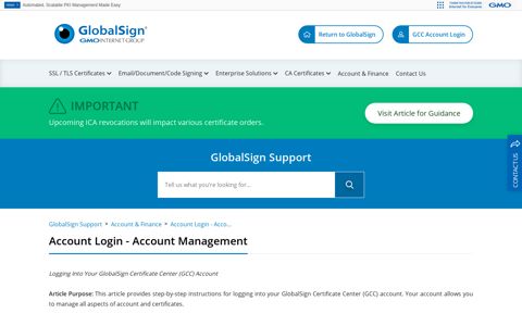 Account Login - Account Management - GlobalSign Support