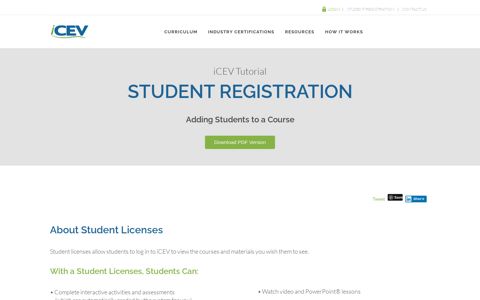 iCEV Tutorial: Student Registration