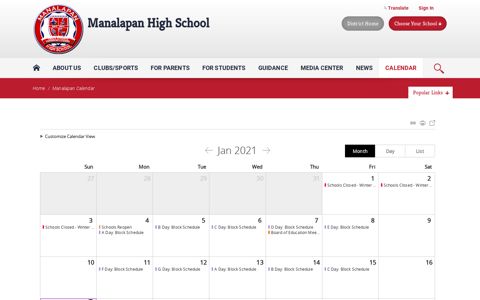 Manalapan High School / Manalapan Calendar
