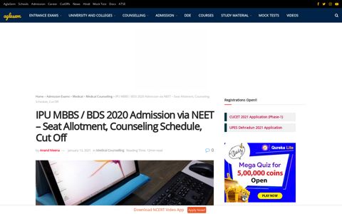 IPU MBBS / BDS 2020 Admission via NEET - Counseling ...