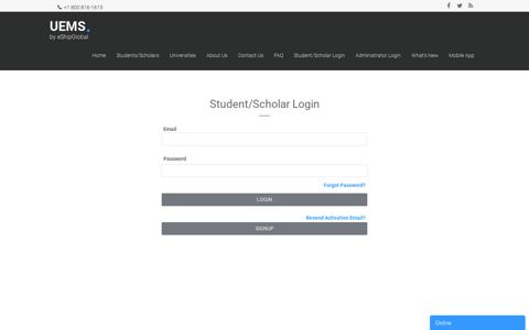 UEMS | Student/Scholar Login - eShipGlobal