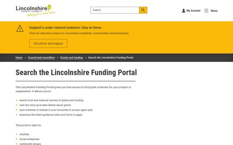 Search the Lincolnshire Funding Portal – Lincolnshire County ...