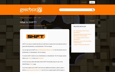 What is SHiFT? – Gearbox Software Support