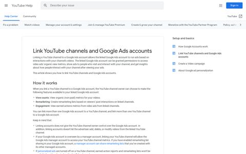 Link YouTube channels and Google Ads accounts - YouTube ...