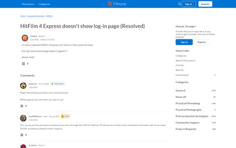 HitFilm 4 Express doesn't show log-in page (Resolved ...