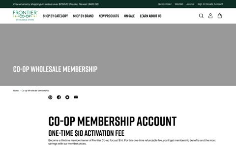 Co-op Wholesale Membership - Frontier Co-op Wholesale