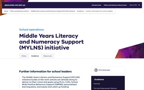 Middle Years Literacy and Numeracy Support (MYLNS ...