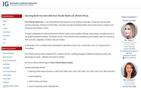 Euro Pacific Bank Ltd. (Puerto Rico) - offshore company bank ...