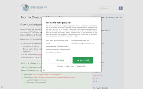 Joomla Demo Site » Try Joomla without installing it