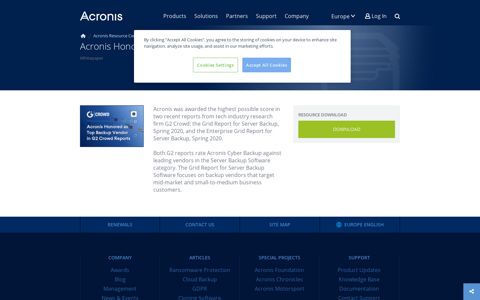 Acronis Honored as Top Backup Vendor in G2 Crowd Reports