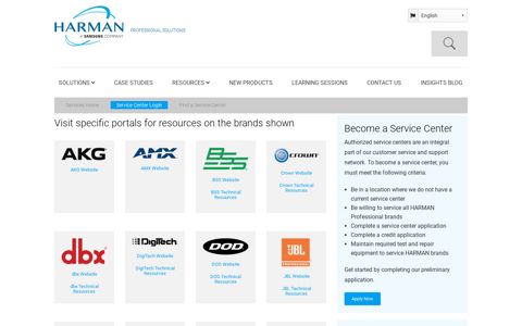 HARMAN Pro Service Centers Login | HARMAN Professional ...