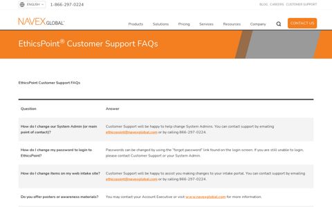 EthicsPoint® Customer Support FAQs | NAVEX Global