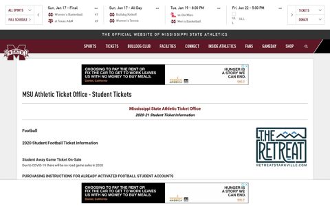 MSU Athletic Ticket Office - Student Tickets - Mississippi State