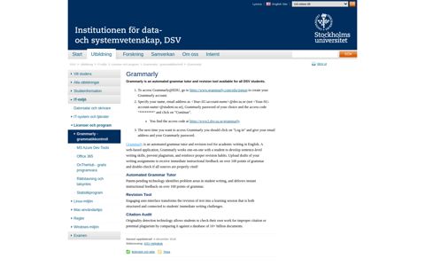 Grammarly - DSV, Institutionen för data- och systemvetenskap ...