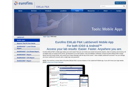 Eurofins EMLab P&K LabServe® Mobile App