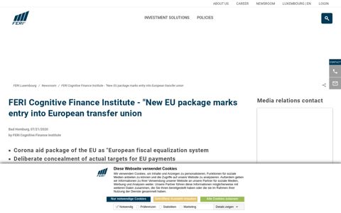 20200721 FERI Cognitive Finance Institute - "New EU ...