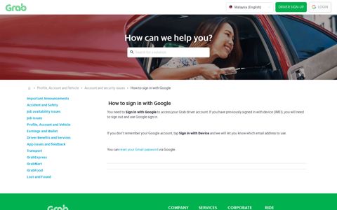 How to sign in with Google - Driver - Grab for Business
