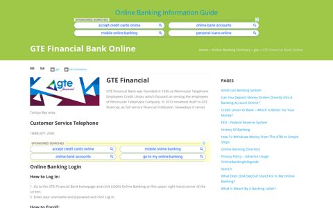 GTE Financial Bank Online | Online Banking Information Guide