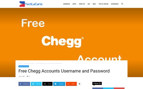 Free Chegg Accounts Username and Password 2020 ...