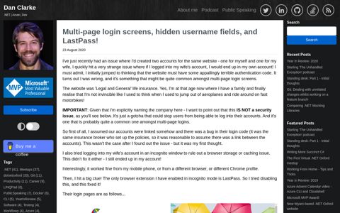 Multi-page login screens, hidden username fields, and ...