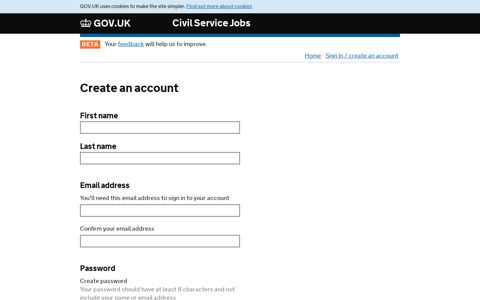 Create an account - Civil Service Jobs - GOV.UK