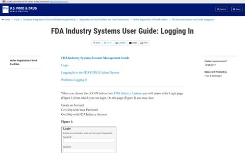 FDA Industry Systems User Guide: Logging In | FDA