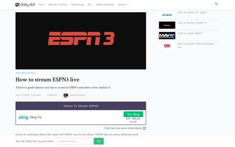 ESPN3 Live Stream: How to Watch ESPN3 Online For Free