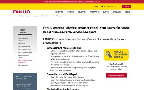 FANUC Customer Registration for Robot Manuals ...