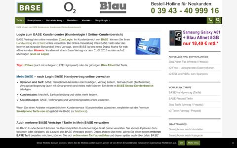 Login zum BASE Kundencenter (Kundenlogin / Online ...