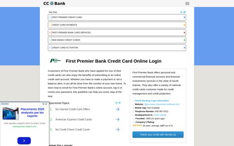 First Premier Bank Credit Card Online Login - CC Bank