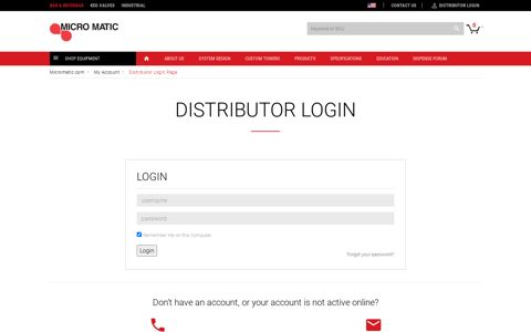 Micro Matic Distributor Login & Information Page