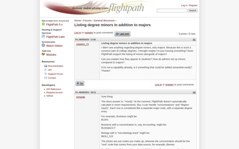 Listing degree minors in addition to majors | FlightPath