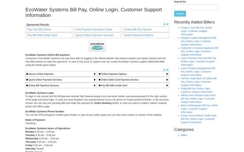 EcoWater Systems Bill Pay, Online Login, Customer Support ...