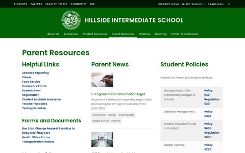 Parent Resources - Hillside Intermediate School